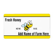 Custom Text on Bee Honey Jar Etiket (Voorkant)