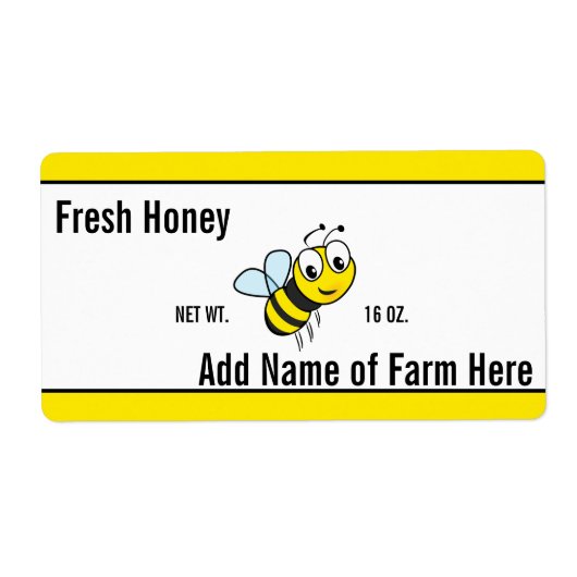 Custom Text on Bee Honey Jar Etiket (Voorkant)