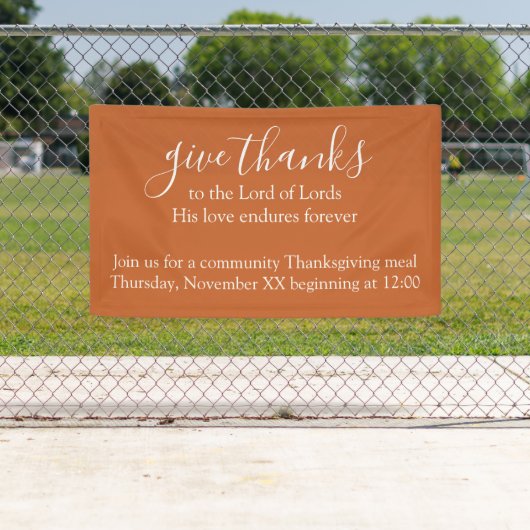 Custom Text Orange Thanksgiving Meal Church Spandoek (Insitu)