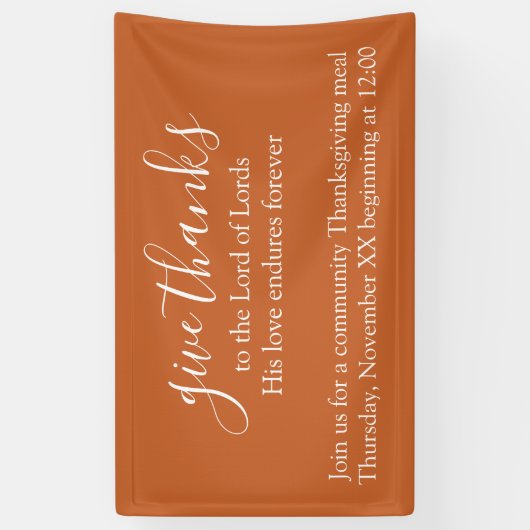 Custom Text Orange Thanksgiving Meal Church Spandoek (Verticaal)