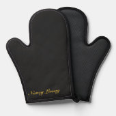 Custom Text Oven Mitt for Kitchen or Grill M Black Ovenwant (Voorkant / Achterkant)