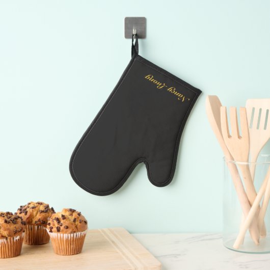Custom Text Oven Mitt for Kitchen or Grill M Black Ovenwant (Insitu(Ophanging))