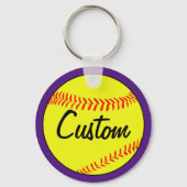 Custom Text Paars Fastpitch Softball Sleutelhanger (Voorkant)