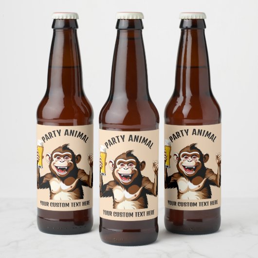 Custom Text Party Animal Bier Etiket (Flessen)