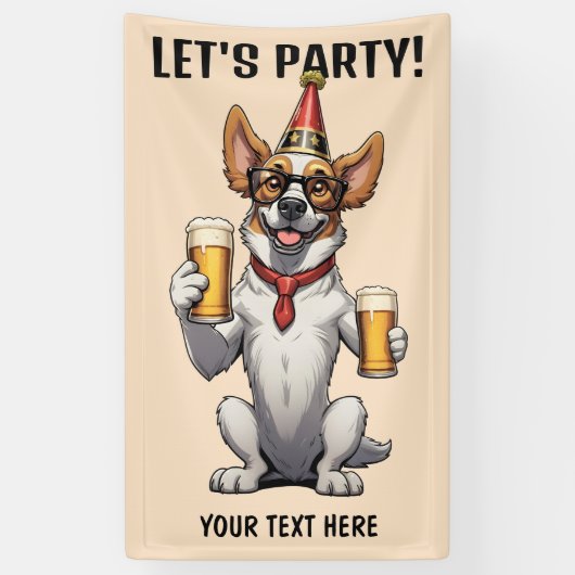 Custom Text Party Animal Spandoek (Verticaal)