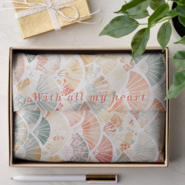 Custom Text Pastel Watercolor Japanese Fan Tissuepapier