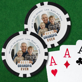 Custom Text Photo Best Grandpa Ever Poker Chips