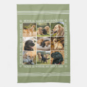 Custom Text Photo Collage Pet Dog Earthy Green Theedoek (Verticaal)