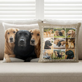Custom Text Photo Collage Pet Dog Love Brown Kussen