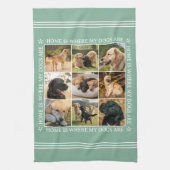 Custom Text Photo Collage Pet Dog Love Soft Green Theedoek (Verticaal)