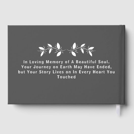 Custom Text Photo Memorial Funeral Leaves Gastenboek (Achterkant)