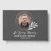 Custom Text Photo Memorial Funeral Leaves Gastenboek (Voorkant)
