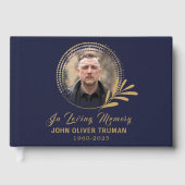 Custom Text Photo Memorial Funeral Leaves Gastenboek (Voorkant)