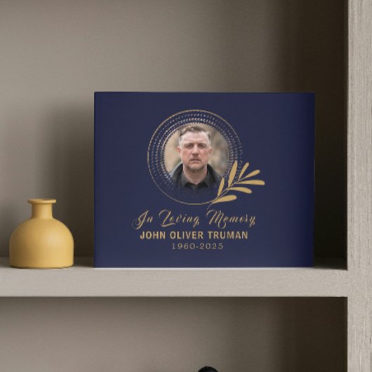 Custom Text Photo Memorial Funeral Leaves Gastenboek