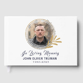 Custom Text Photo Memorial Funeral Leaves Gastenboek