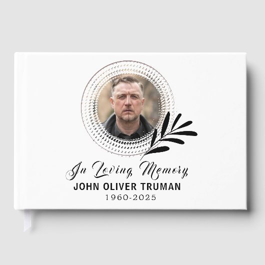 Custom Text Photo Memorial Funeral Leaves Gastenboek (Voorkant)