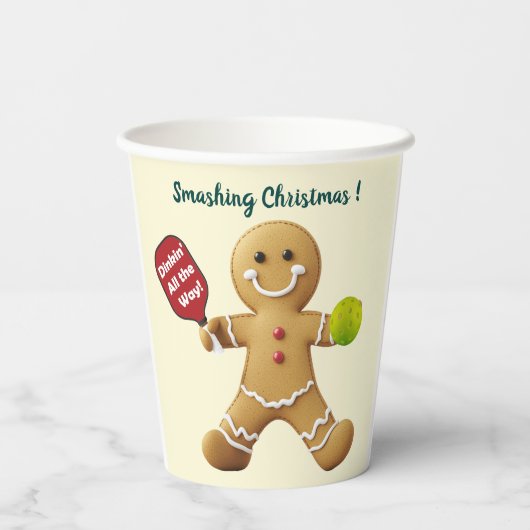 Custom text Pickleball Gingerbread Delight Papieren Bekers (Achterkant)