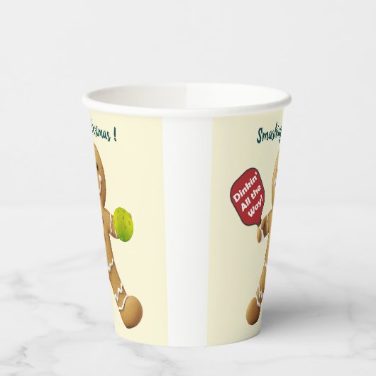 Custom text Pickleball Gingerbread Delight Papieren Bekers (Links)