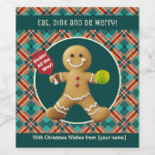 Custom text Pickleball Gingerbread Delight Wijn Etiket (Enkel label)