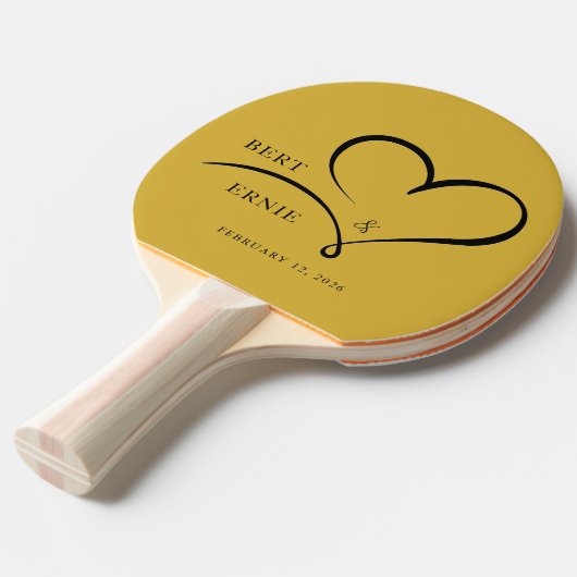 Custom Text Ping Pong Paddle Wedding FavorKeepsake Tafeltennisbatje (Voorkant Gekanteld)