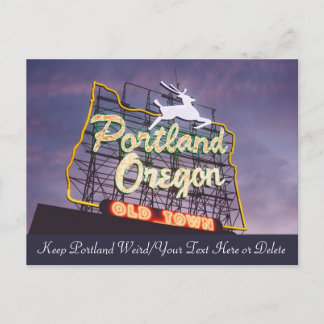 Custom Text Portland Oregon White Stag Neon Sign Briefkaart