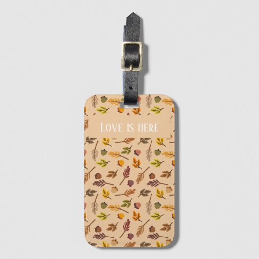 Custom text pretty pattern for Autumn lovers beige Bagagelabel (Voorkant (verticaal))