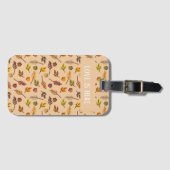 Custom text pretty pattern for Autumn lovers beige Bagagelabel (Voorkant (horizontaal))
