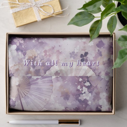Custom Text Purple Watercolor Japanese Parasol Tissuepapier