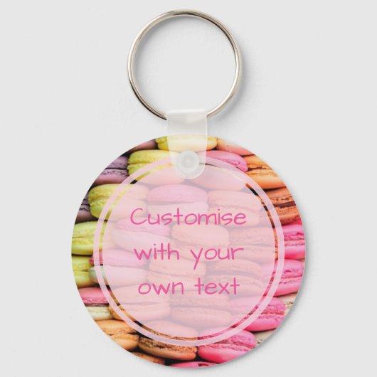 Custom Text Quirky Macaroons Sleutelhanger (Voorkant)