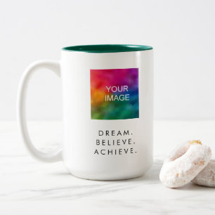 Custom Text Quote Dream Believe Succes te behalen Tweekleurige Koffiemok