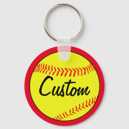 Custom Text Red Fastpitch Softball Team of Player Sleutelhanger