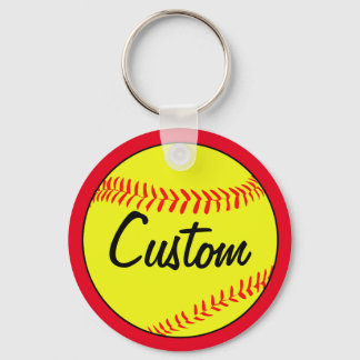 Custom Text Red Fastpitch Softball Team of Player Sleutelhanger