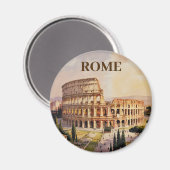 Custom Text Rome Italy Colosseum Retro Watercolor Magneet (Voorkant / Achterkant)