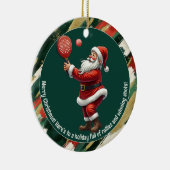 🎾🎄Custom text, Santa Rally Round Keramisch Ornament (Rechts)