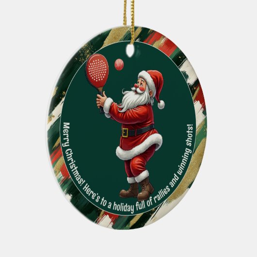🎾🎄Custom text, Santa Rally Round Keramisch Ornament (Rechts)