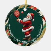 🎾🎄Custom text, Santa Rally Round Keramisch Ornament (Voorkant)