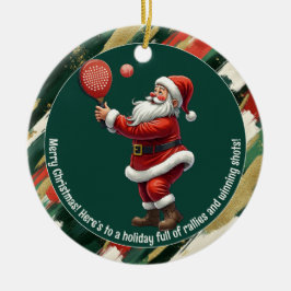 🎾🎄Custom text, Santa Rally Round Keramisch Ornament