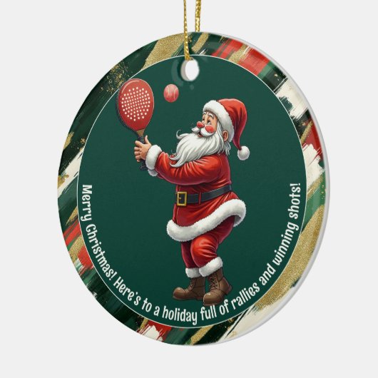 🎾🎄Custom text, Santa Rally Round Keramisch Ornament (Links)