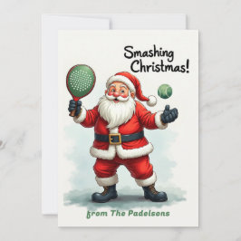 🎾🎄Custom text, Santa’s Padel Pop Feestdagenkaart
