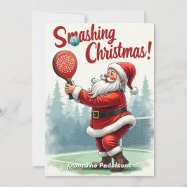 🎾🎄Custom text, Santa’s Smash Shot Feestdagenkaart