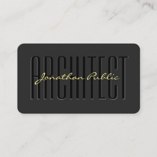 Custom Text Script Zwart & Goud Luxe Architect Visitekaartje (Voorkant)