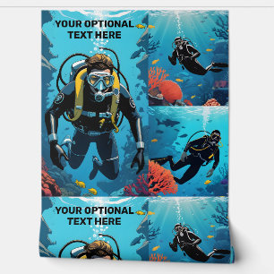 Custom Text Scuba Diver Behang