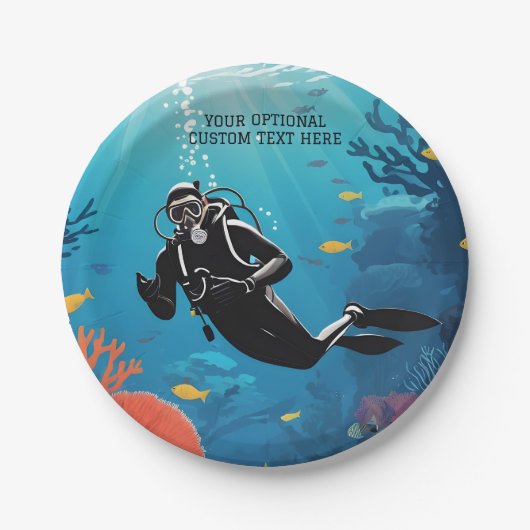 Custom Text Scuba Diver Papieren Bordje (Voorkant)