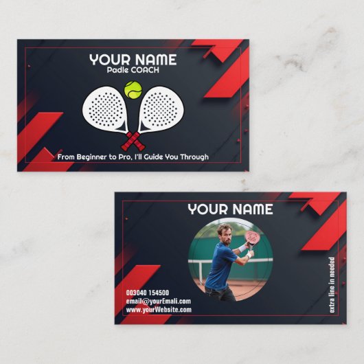 🎾Custom text,  Smash & Serve Custom Padel Coach Visitekaartje (Voorkant / Achterkant)