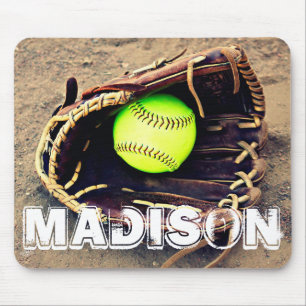 Custom Text Softball Glove and Ball Mousepad Muismat