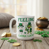 Custom Text St. Patrick's Day Frog and Bunny Koffiemok