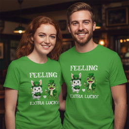 Custom Text St. Patrick's Day Frog and Bunny T-shirt
