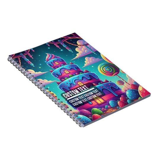 Custom Text Sweet Dream Cake Fantasy Landscape Notitieboek (Rechterzijde)