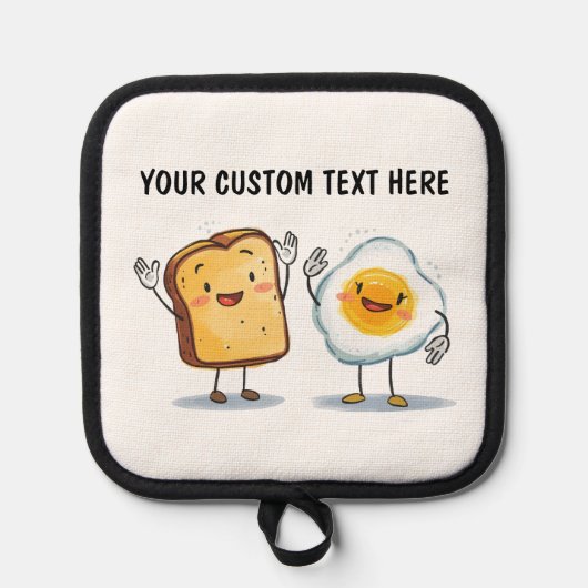 Custom Text Toast and Egg Cute Pannenlap (Voorkant)