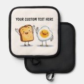 Custom Text Toast and Egg Cute Pannenlap (Voorkant / Achterkant)